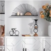 K&L Wall Art Deko-Wandregal Holz Metallregal Landhaus Hängeregal Vintage Holzregal Sonne, Platzsparendes Dekoregal