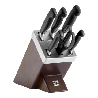 ZWILLING VIER STERNE 7-tlg, Selbstschärfender Messerblock, Braun