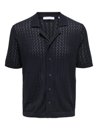 ONLY&SONS - ONSSANTO REG SS RESORT SHIRT KNIT FRML Dark Sapphire - Gr. - M