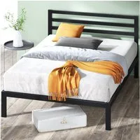 ZINUS Bettgestell Mia Metallbett mit Kopfteil (Bett, Schwarz, 140x200 cm), Inklusive Lattenrost, Hohe Stabilität, Leichter Aufbau