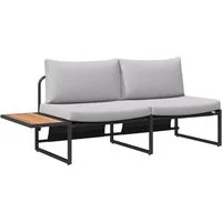 vidaXL Loungesofa Garten-Sofa mit Kissen Hellgrau 200,5 x 70 x 85,5 cm Stahl, 1 Teile