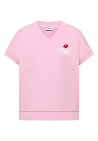 CECIL - Kurzarm Sweatshirt mit Backprint light blush rose - Gr. - S