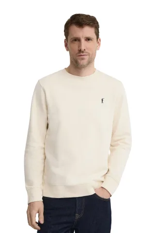 Sweatshirt ecru im Relaxed Fit mit Rigby Go Stickerei