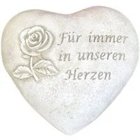 Radami Gartenfigur Grabherz Grabschmuck Grab Herz Spruch - Für immer in unseren Herzen -