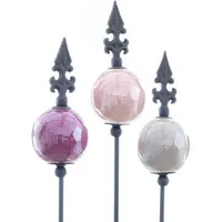 Dragimex Gartenstecker Metall Stecker franz. Lilie. 3x Gartenstecker Lila Grau Rosa 110cm