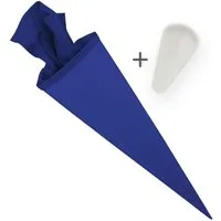 itenga Schultüte itenga Set Blau Bastelschultüte Rohling 70 cm rund + Schultüten Spitze