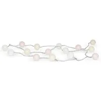Levandeo® Lichterkette, 15er Lichterkette Ø4cm LED Kugeln Girlande Lampions Baumwolle Rosa