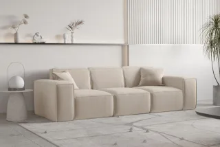 Sofa Designersofa CELES PREMIUM 3-Sitzer in Stoff Opera Velvet Sand