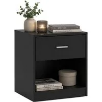 relaxdays Nachtschrank Nachttisch mit Schublade schwarz, 1er-Pack