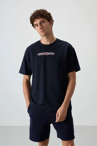 Übergröße Bedrucktes Rundhals-T-Shirt