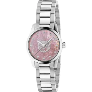 Gucci G-Timeless Damenuhr mit rosa Perlmutt-Zifferblatt - YA1265025