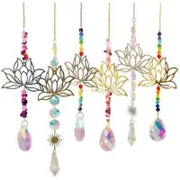 FOUORTUNATE-BEE Windspiel Lotus Sonnenfänger Set (6-teilig) für Fenster & Garten (6 St), Hängedeko als Regenbogenmacher für Fenster und Garten