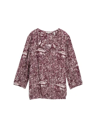 Tom Tailor - Bluse aus Viskose dark red abstract dot design - Gr. - 38