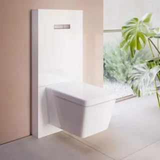 VitrA Vitrus Stand-Spülkasten 770-5760-01 Glasfront weiß, 3/6 l, für Wand-WC, ohne Armatur