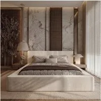 thematys Polsterbett mit Bettkasten, CLOUD 140x200 160x200 180x200 200x200cm (Kopfteil im modernen-Look – hochwertiger Bouclé-Stoff, Inklusive Lattenrost - hochwertiger Stoff), hydraulische Klappfunktion für Stauraum