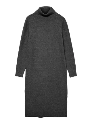 VERO MODA - VMBOOM LS ROLLNECK DRESS GA dark grey melange - Gr. - S