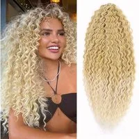 LuxusKollektion Kunsthaar-Extension Haarteile Crochet Preloop Waterwave 22 Zoll Kunsthaar Blond T27 613