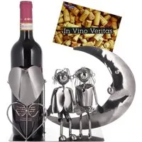 BRUBAKER Weinflaschenhalter Liebespaar auf dem Mond Flaschenhalter, (1-St., inklusive Grußkarte), Weinhalter Metall Skulptur, Wein Geschenk