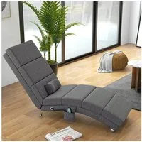 HOMCOM Massagesessel Relaxliege mit Massagefunktion elektrisch (Loungesessel, 1-St., Fernsehsessel), mit 5 Modi, Kissen, Dunkelgrau