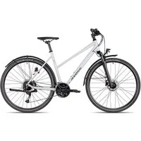 Axess Crossrad VERIS STREET Trapez, 27 Gang Shimano RD-Alivio M3100-9 Schaltwerk, Kettenschaltung, hydraulische Scheibenbremse weiß