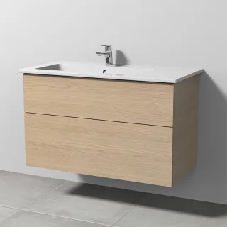 Sanipa 3way Keramik-Set Venticello Keramik-Waschtisch und Unterbau mit 2 Auszügen, Eiche-Nordic SM32548