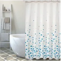 MSV Duschvorhang Cotexsa BREST Breite 180 cm, Textil-Duschvorhang, Made in Spain, 100% Polyester, wasserundurchlässig, Anti-Schimmel-Effekt, Anti-Bakteriell beschichtet, waschbar 30°, 180 x 200 cm, Farbe weiß / blau