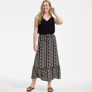Wadenlanger Ready to Go Volantrock, Damen,  Schwarz, Nylon/Viskose, by Lands' End