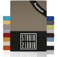 STUDIO Spannbettlaken Premium Spannbettlaken 140x200 – passt bis 160x220 cm, Jersey, Gummizug: rundum, (1 Stück), 140x200 - 160x220cm Bettlaken Spannbetttuch bis 35cm Höhe Taupe