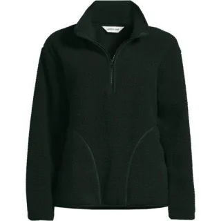 Teddy-Pullover mit Reißverschluss, Damen,  Grün, Polyester, by Lands' End