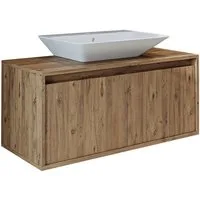 Roomart Badmöbel-Set ATLANTIC 100 cm, 5 Farben, opt. Keramik-Aufsatzbecken, Soft-Close, (Badezimmermöbel ATLANTIC 100cm in 5 Farben Unterschrank Waschbecken)