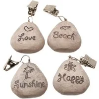 ToCi Tischtuchklammer Tischtuchbommel Set Beach Tischdeckenbeschwerer Stein Garten Deko, (4-tlg)