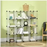 HOMCOM Kommode DIY Regalsystem stapelbar von Büchern Spielzeug Schuhen (Aufbewahrungsregal, 1 St., DIY-Würfelregal), Kunststoff Stahl Weiß 125 x 32 x 125 cm