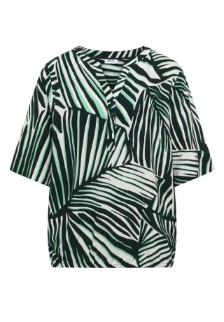 CECIL - Bluse mit Split Neck und Print grün - Gr. - L