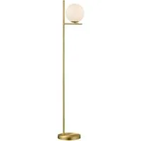 TRIO Leuchten LED Stehlampe, Dimmfunktion, LED wechselbar, Warmweiß, moderne dimmbar-e mit Glas-Kugel Lampenschirm gold-en, H: 150cm