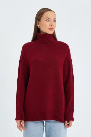 Lässig Sitzender Rollkragen Strickpullover