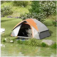 Outsunny Kuppelzelt Familienzelt wasserdicht mit Tür&Fenster Zelt, Personen: 2 (Campingzelt für 2 Personen, 1 tlg., Familienzelt mit 3000mm Wassersäule), für Camping Reise Trekking Garten