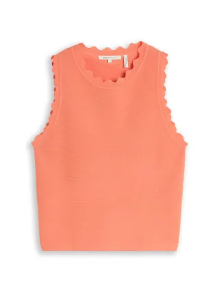 Denim Tom Tailor - Stricktop mit welligen Kanten bright coral - Gr. - XL