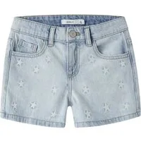 Name It Jeansshorts NKFBELLA REG DNM SHORTS 3674-BE NOOS Baumwolle, verstellbarer Bund, bestickte Details