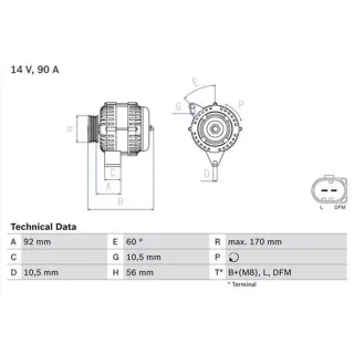 Bosch Lichtmaschine 90A Mercedes Clk E-Klasse 0986042730
