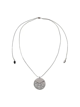 Steuer Modeschmuck Anhänger mit Kette Metall matt 96cm Keramik weiß mit Struktur