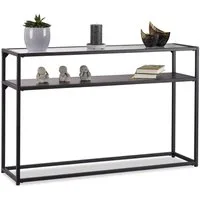 relaxdays Konsolentisch Schwarzer Konsolentisch mit Glasplatte