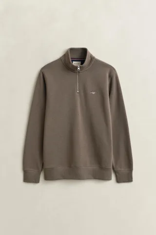 GANT - Shield Sweatshirt mit halblangem Reißverschluss Beige - Gr. - XL