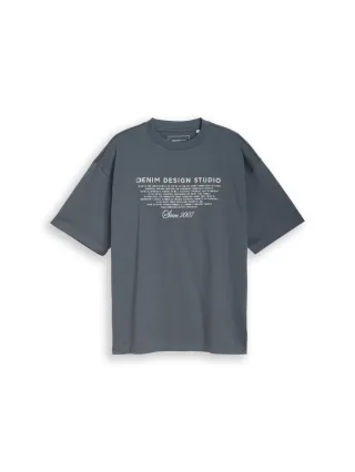 TOM TAILOR Denim - Oversize T-Shirt mit Stickerei grau - Gr. - S