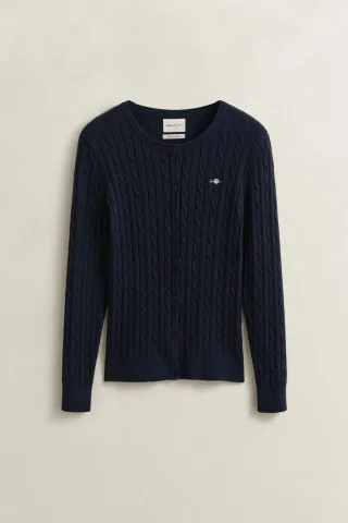 GANT - Strickjacke mit Zopfmuster evening blue - Gr. - S