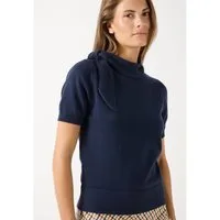 MORE&MORE Rundhalspullover femininer 1/2 Arm-Strickpullover, Schleife