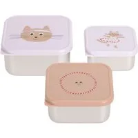 LÄSSIG Lunchbox Tiny Team Cat, Snackbox, Edelstahl, Polyprophylen (PP), (3-tlg)