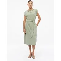 s.Oliver Minikleid Kleid Kurzes Kleid mit Wasserfall-Ausschnitt und Bindegürtel