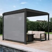 Mirador Pavillonseitenteil 80/88 Kurbel-Seitenrollo für Pergola 3m/4m/3,6m, 300x224 cm, 1-tlg, Polyester PVC Anthrazit
