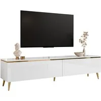 Lookway Lowboard AURORA auf Beinen TV-Schrank in Weiß / Weiß hochglanz, Breite 180 cm