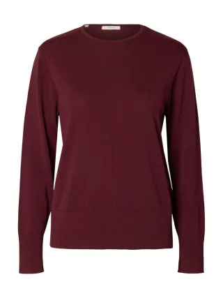 Selected - Strickpullover mit Rundhals rot - Gr. - XS